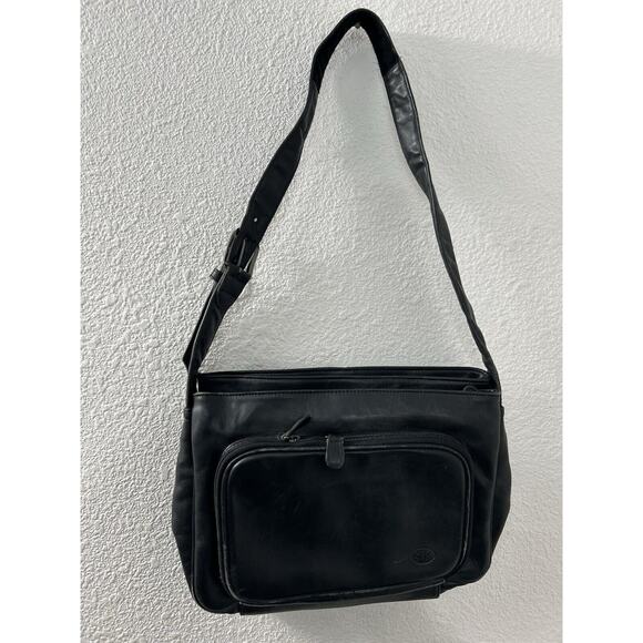 SAS Black Leather Handbag Purse Shoulder Bag Crossbody USA‎ Made Key Fob - Picture 1 of 9